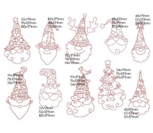 Stickserie - Stylish xmas Gnomes LineArt